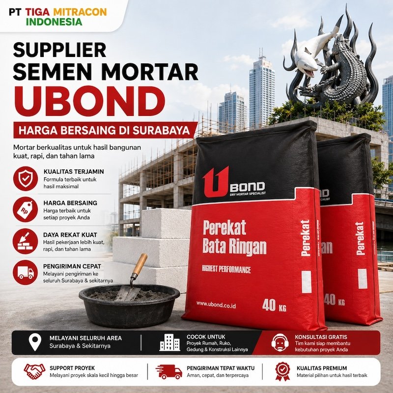 Supplier Semen Mortar Ubond Harga Bersaing di Surabaya