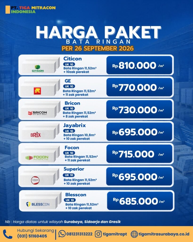 harga bata ringan september 2026 terbaru