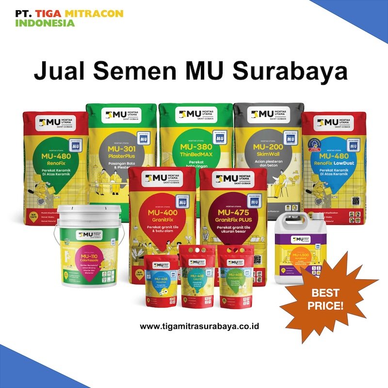 Jual Semen MU Surabaya: Distributor Mortar Utama untuk Kebutuhan Proyek Konstruksi