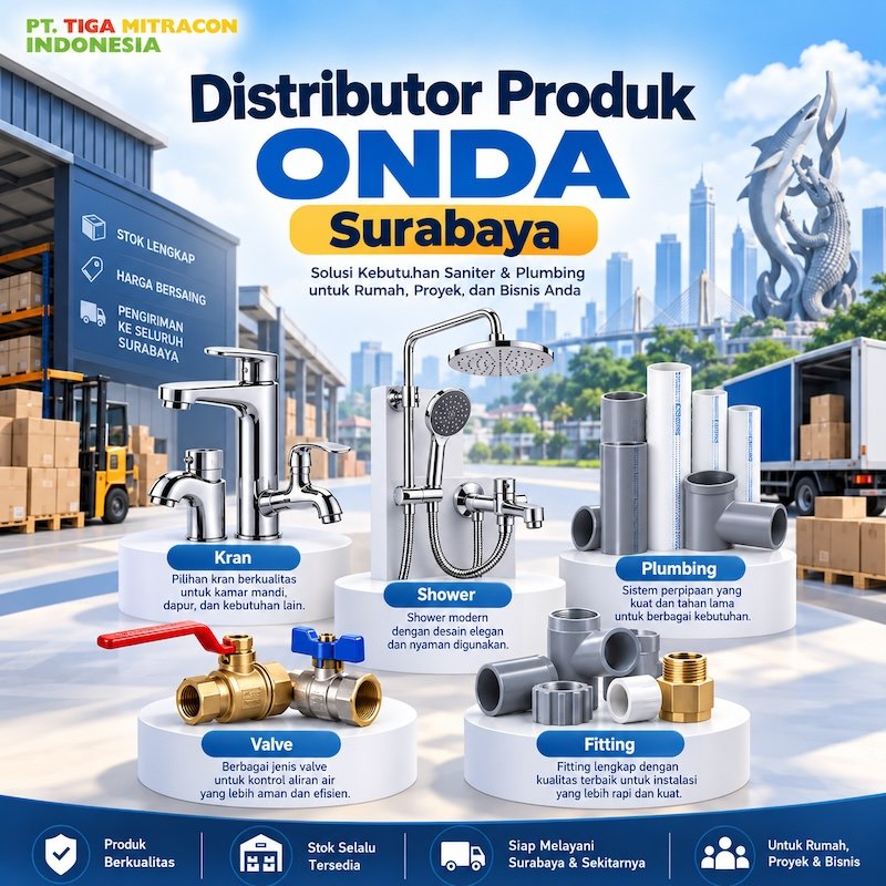 Distributor Produk ONDA Surabaya | Kran, Shower, dan Plumbing Lengkap
